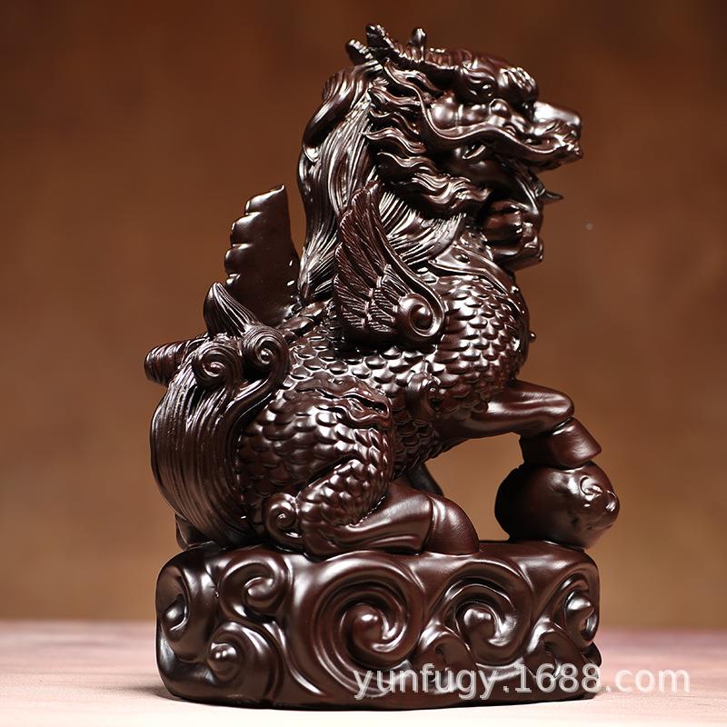 实木雕件麒摆开件VKB花麟梨木摆办公室客厅摆件装饰工艺品业送礼