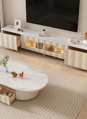 2简025新款轻奢奶油风42582板茶几电视柜约客厅小户岩型家小用茶