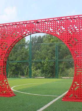 新款室外式装铁艺全套门汉婚饰礼红色结中婚拱门背景唐屏风RQN中