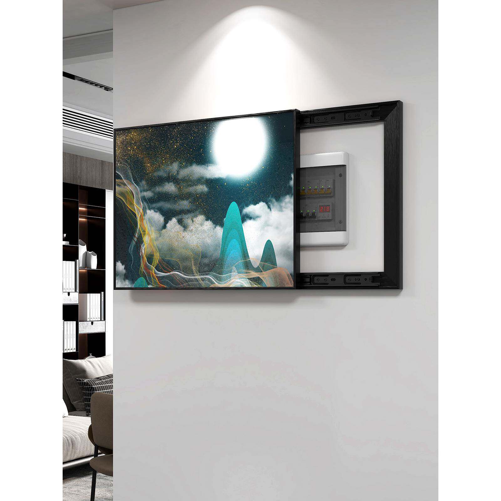 电表箱遮铝合金挡D01推拉挂画家居电箱装画饰推拉画配电箱画酒店