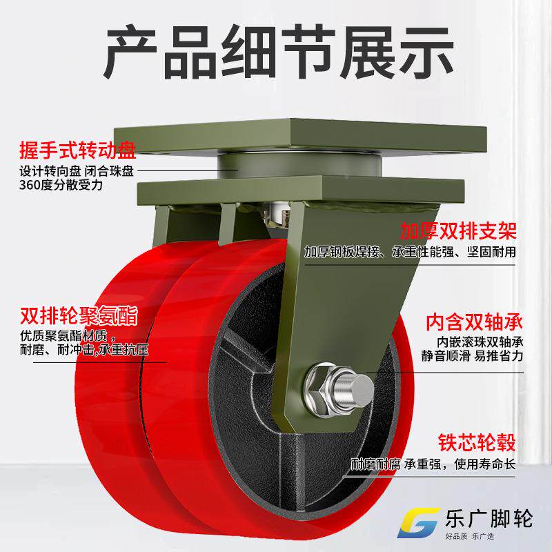 超载重加厚加宽铁3寸4寸5芯PU轮4寸5寸6寸8寸工业万轮大全3吨大75