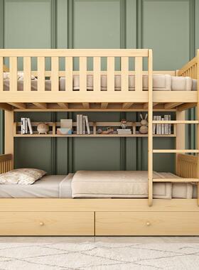 全实木上下床层床高低床子母双多功能双组合儿XPM床童层床上下铺