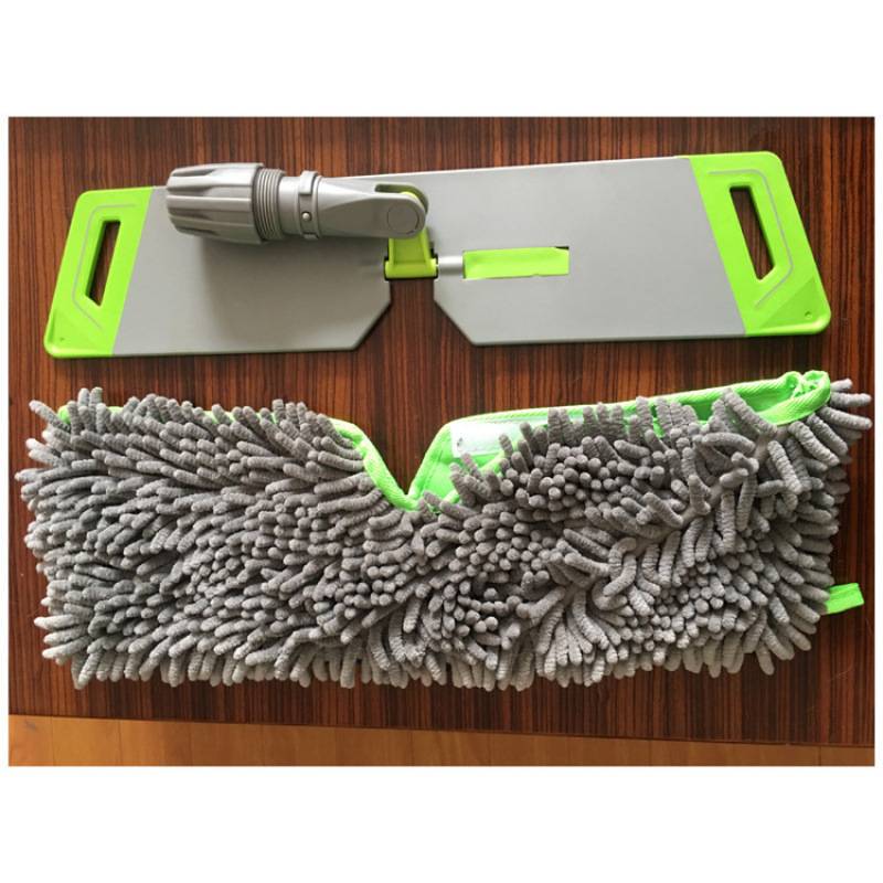 厂家双面平拖雪尼尔拖把 蓝白相间超细纤维平拖头