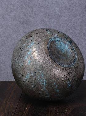 钻蓝色玻璃花瓶个性刻石RUG插磨花手工刻磨瓶客厅装饰花摆件花器