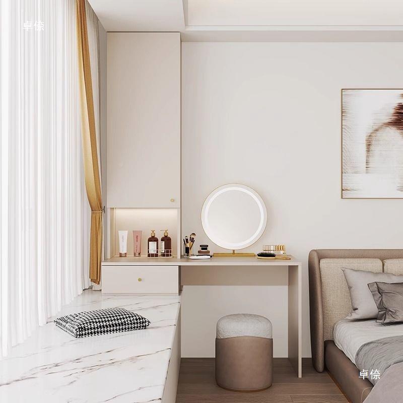 半搭飘窗化妆桌梳合妆木台书桌无品牌/体飘窗化妆台组一架子收纳