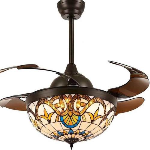 凡尼隐形吊扇灯客厅室餐厅风扇吊灯灯地中蒂海木叶卧风86928扇复