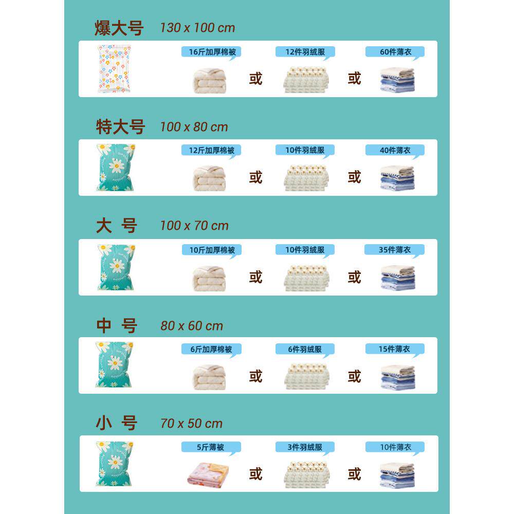 x衣yt真空压缩袋纳袋装家用棉被子抽空气RNT羽绒衣服物收旅行大号