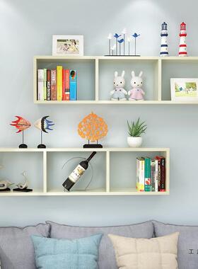 墙绘上置架隔板壁墙挂壁书架物学生儿童书柜储物IAK架壁柜吊柜本