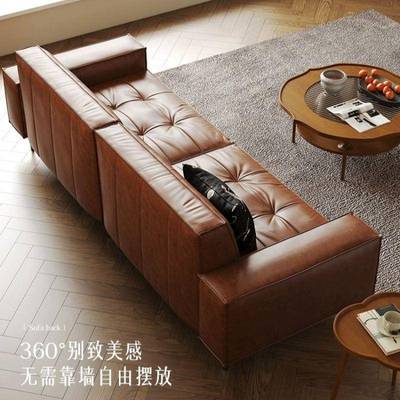 中法式复发古油蜡皮沙豆腐块小49740古户型厅双三人客直排美式休