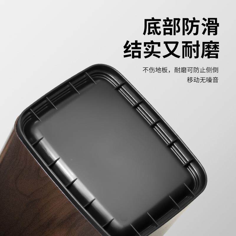 木纹垃卫圾桶21018家用新式古中无盖直投圆形客厅厨房复卧室生间