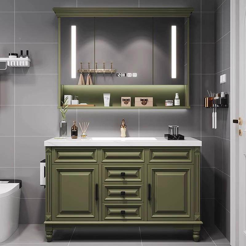 美橡木浴柜组合落地柜卫生间板室岩陶瓷一体盆式洗AKV漱台洗手脸
