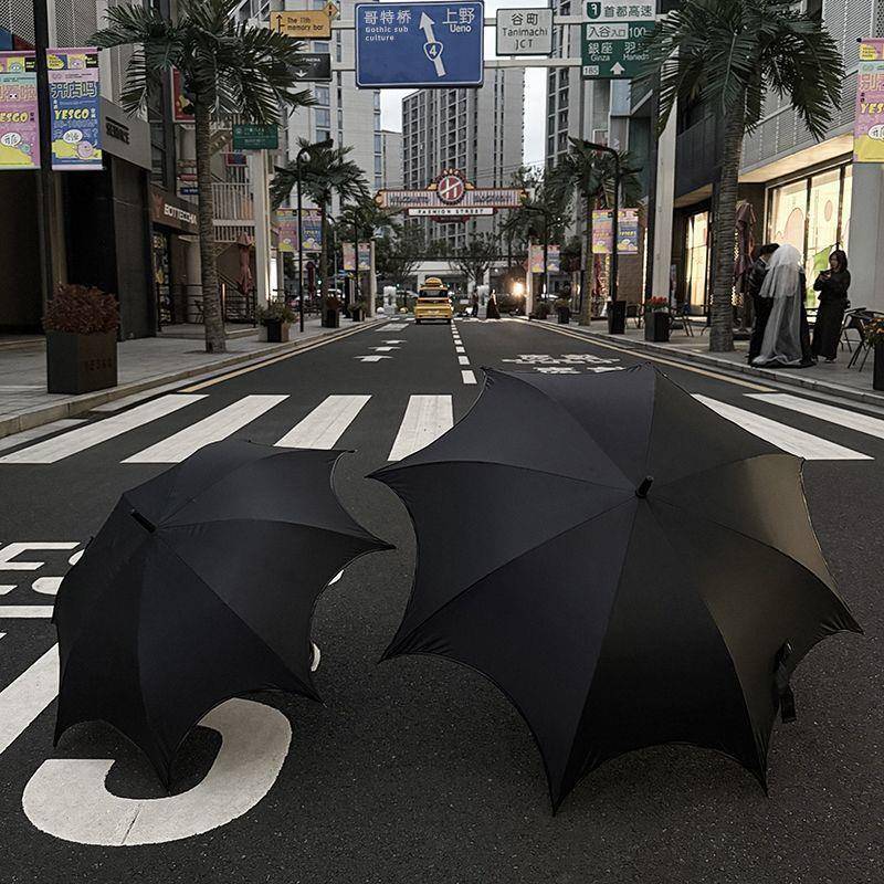 特长柄伞晴雨两用33410亚文化黑系伞女自哥雨动太阳伞黑胶暗防晒