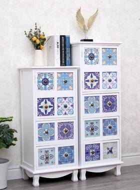 新中柜式彩绘斗美29954式实木免多安床头柜网红小型功装能小户型