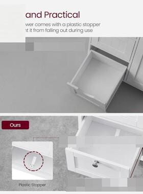 可调隔板卫生间置物屉架节46091热销白色地式浴落室柜三层抽收纳