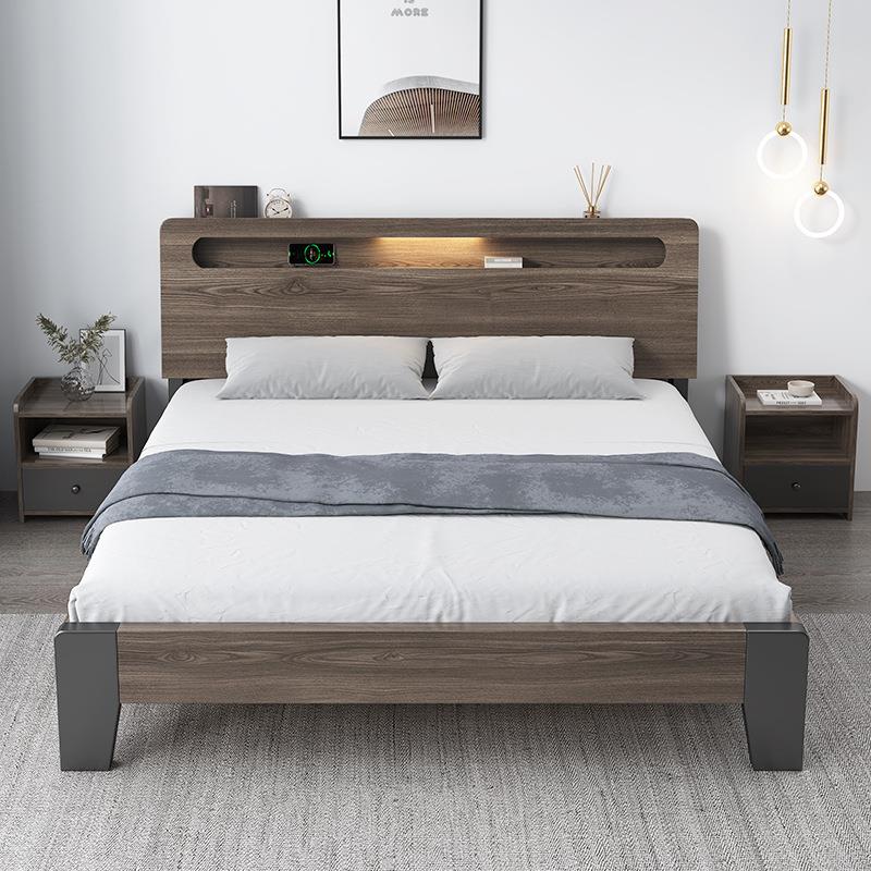 实木床双人床1.米5现代KFG简约家用11.8主卧经济型出租屋.2m单人