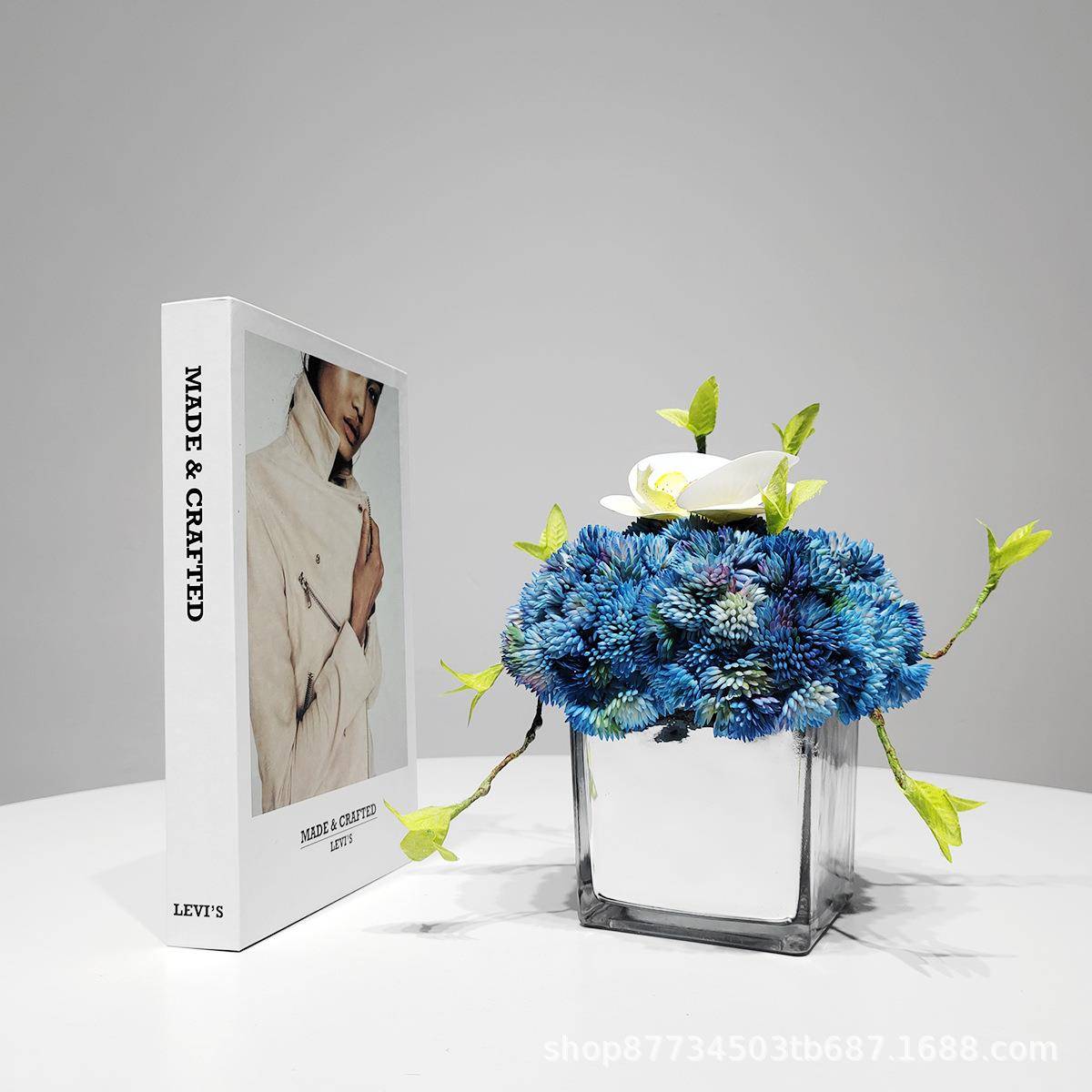 现房代轻奢仿真花艺摆FBY件样板客厅茶几售楼处洽谈酒店装品饰桌