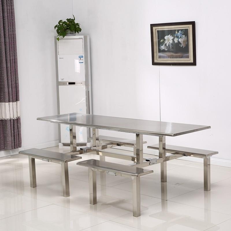 不锈钢餐GMW桌椅堂企业学校食餐桌椅快公司员工连体桌餐椅4人6