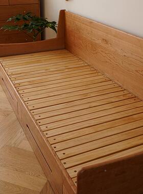 I樱桃木坐实卧两用沙发床全木1抽拉式小户储物科型技布93942伸缩