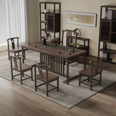 乌UEH茶桌椅金组茶合桌五椅办公室套装现代简约一体新中式实木泡