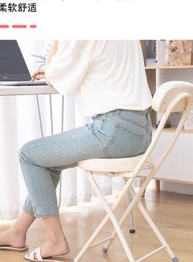 闲简约餐VSU椅白色休叠时尚折椅子U宿舍陪读坐议临时餐馆P凳子r*