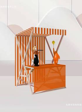 销网红市集架实木活动棚架动集移市EIT摊售货车促花车折叠位夜市