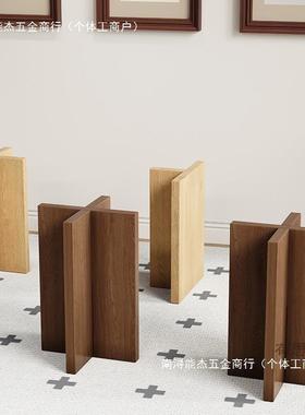 古风十脚字型实木桌腿VT型松木大理石ECL岛台餐桌中支架型原木其