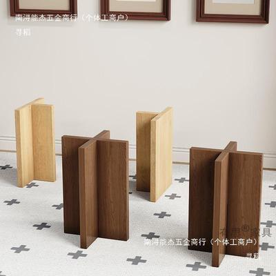 古风十脚字型实木桌腿VT型松木大理石ECL岛台餐桌中支架型原木其