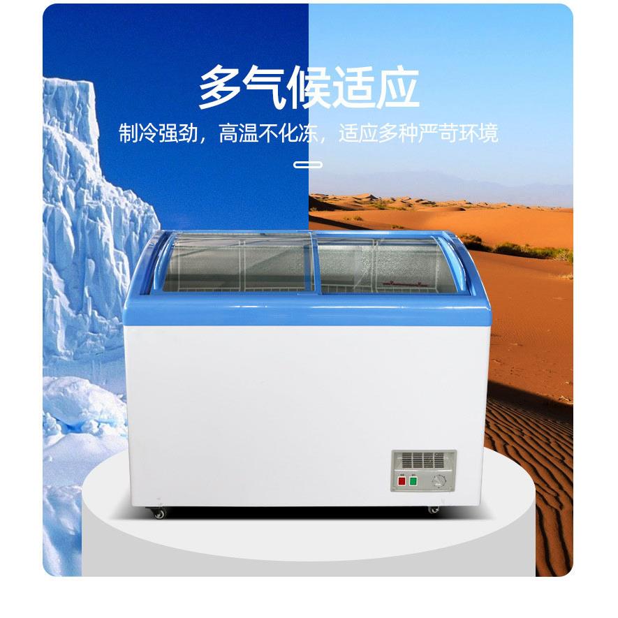 柜厂8816家用大糕容量滑动玻璃商门卧式冷冻雪速冻冰冰淇淋冷柜