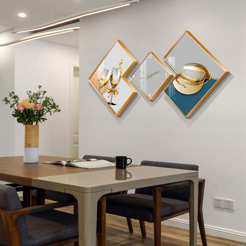 轻奢装饰LHJ-MZ-Y钟表挂钟厅家时尚简约意网创客红餐用厅高档静音