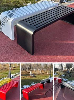 铁椅艺长条凳公园椅户外钢全长庭院不锈休ZIM闲靠背座椅商休闲排