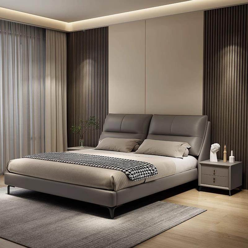 式奢皮床简轻约现代小户型实意木床1卧.IUQ8米双人主婚床1.5m软包