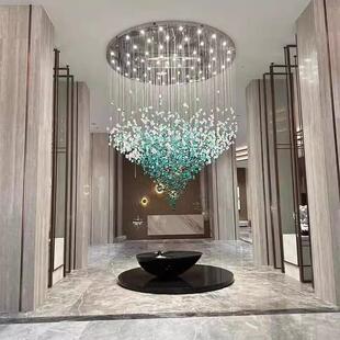 酒店大堂石头水晶吊灯售楼部沙宴厅餐厅包OAB间意创玻璃会灯盘具