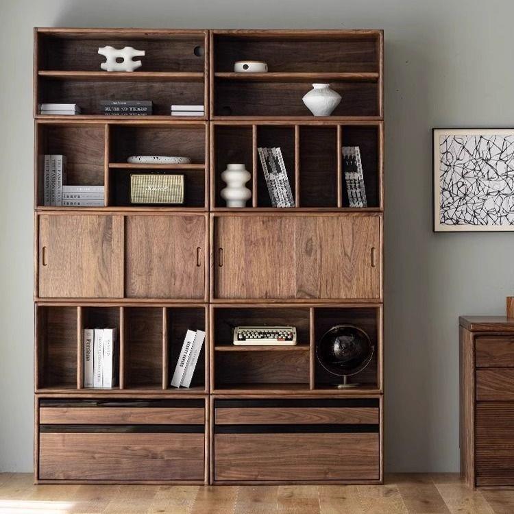 北美家黑胡桃木自由组书合柜柜多功能用实木柜储物柜落矮地电BIT