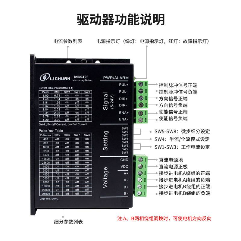 新力川两相MC542E步进驱动器配57步进电机脉冲模拟量驱动器厂家