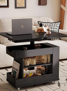 中古客风桌实木茶升降35506可折叠厅沙发边几移动几小推车家用角