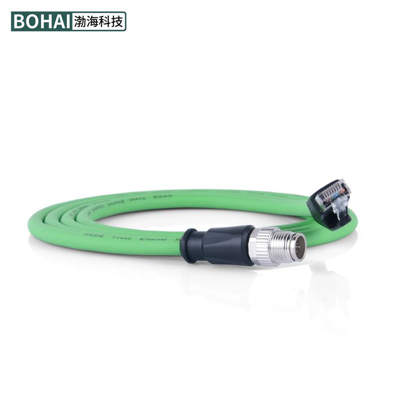 M12转RJ45圆型连接器 X芯8针工业编码相机以太网直头防水航空接头