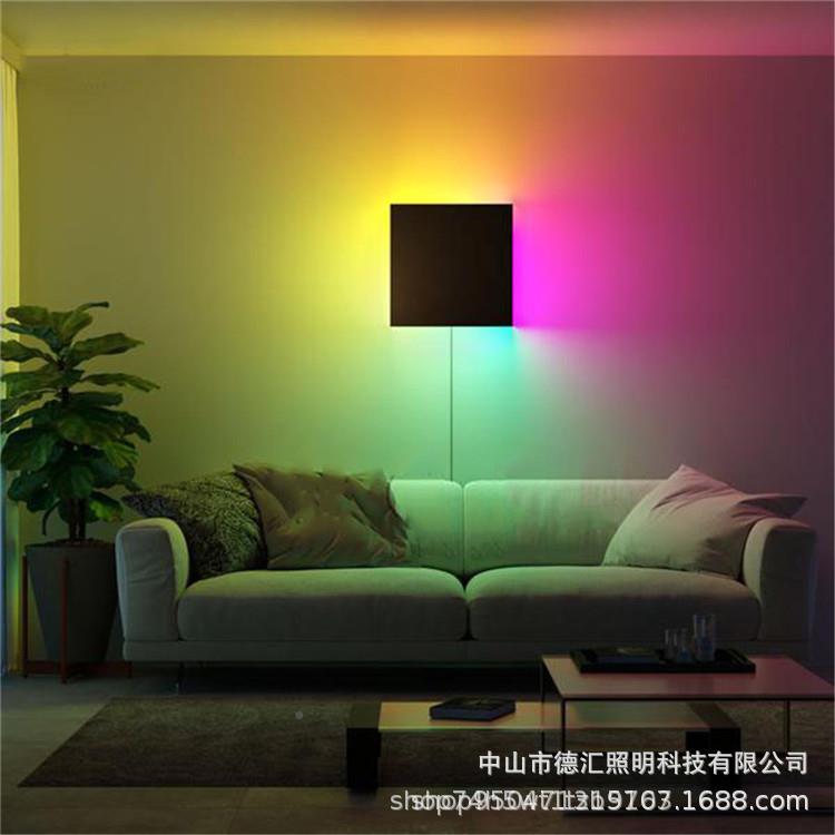 现代无品牌/简圆形方RGB壁灯围带约AP形P遥控走廊卧室床头氛炫彩l