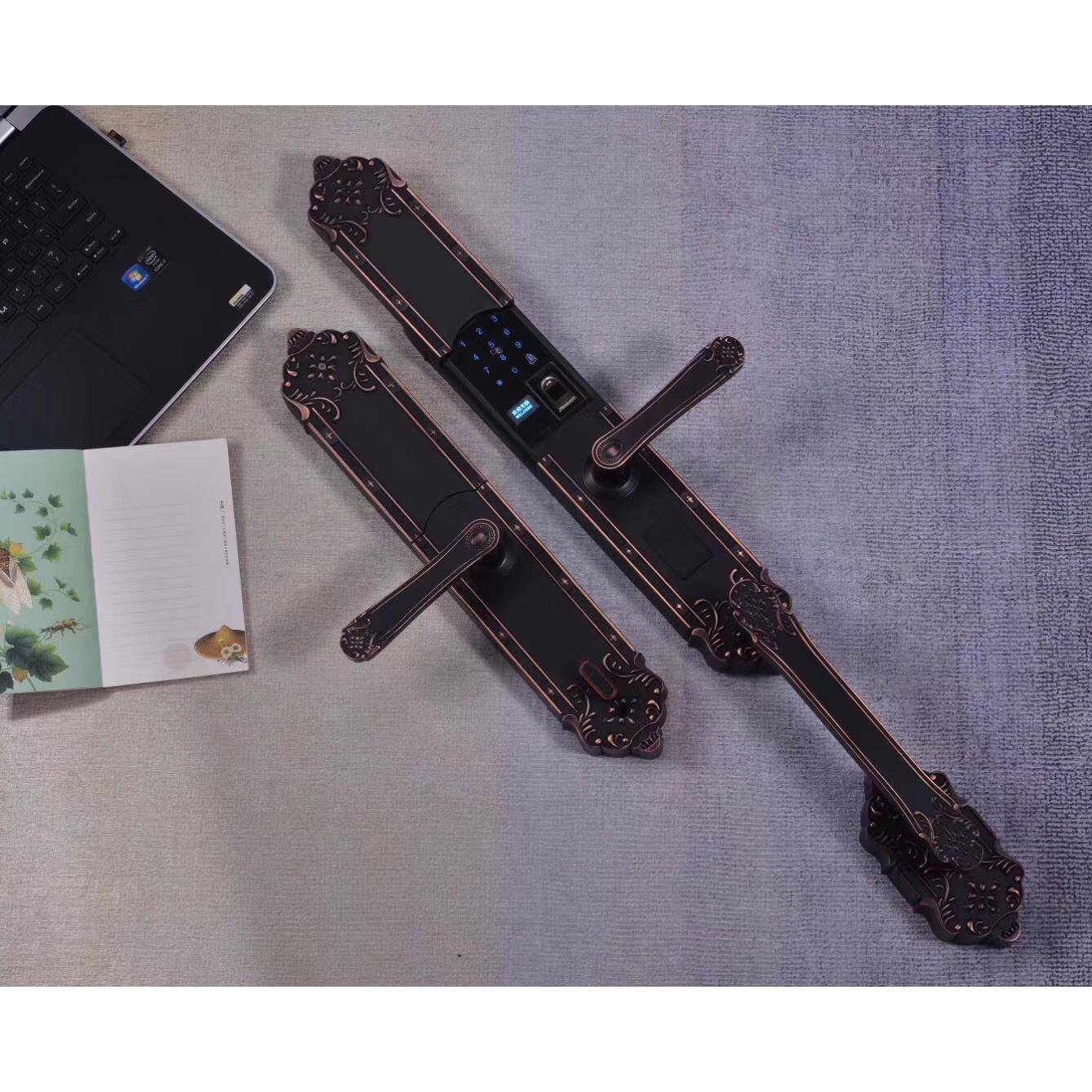 欧式复古指纹锁密码锁家用防盗门智能锁别墅双开大门手机远程开锁