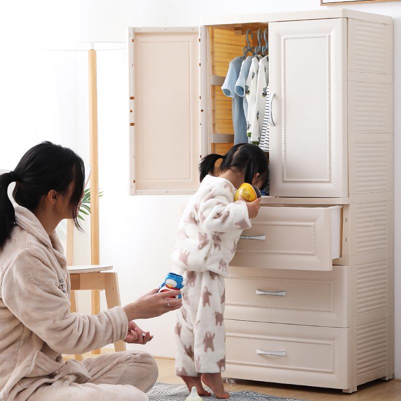 意无品牌/经典式塑料储衣柜开门式物柜由自组合抽屉柜