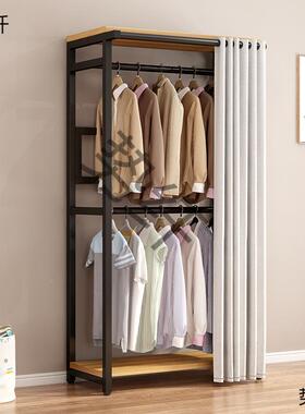 7W收简易NIF衣柜家用多功能卧室间衣衣帽架出租房纳帽置物落地挂