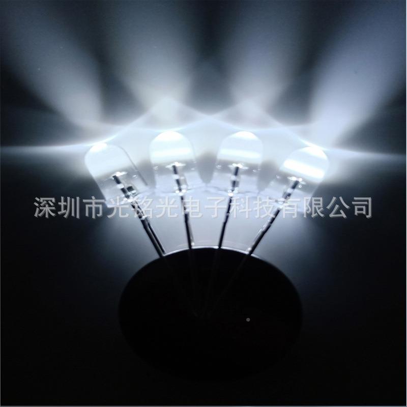 8/8mmF白光长LED发二极管脚圆头白光直插灯珠颜光色支持无品牌/定