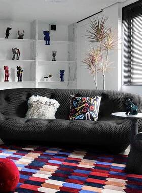 写意空间意式极简弧形布计网红设师现代意62070黑色创ploum艺贝壳