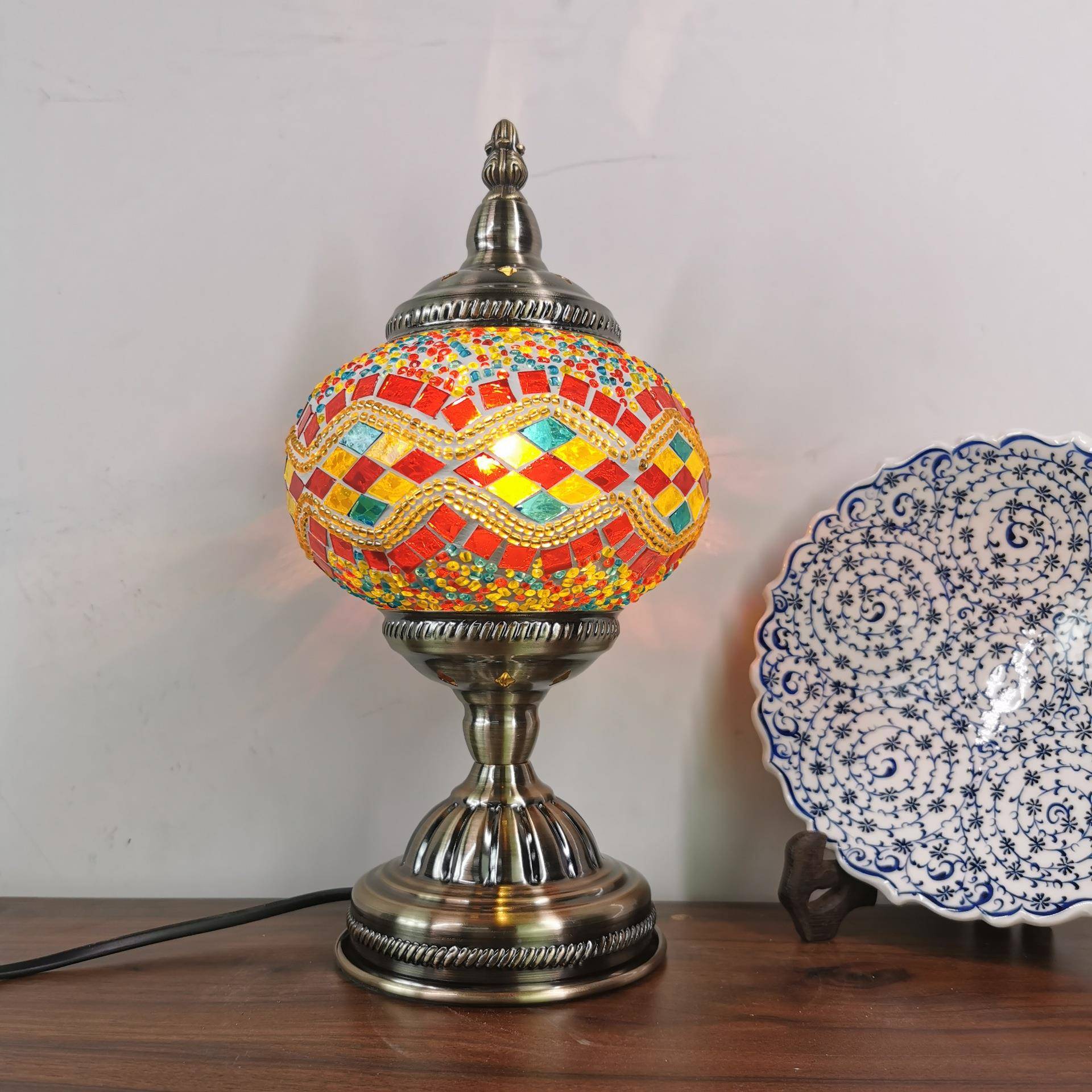 异国风情土其手工小夜灯马赛克复古灯OOF店耳漫琉璃装饰浪台酒灯