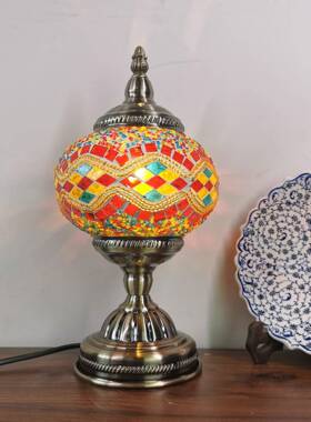 异国风情土其手工小夜灯马赛克复古灯OOF店耳漫琉璃装饰浪台酒灯