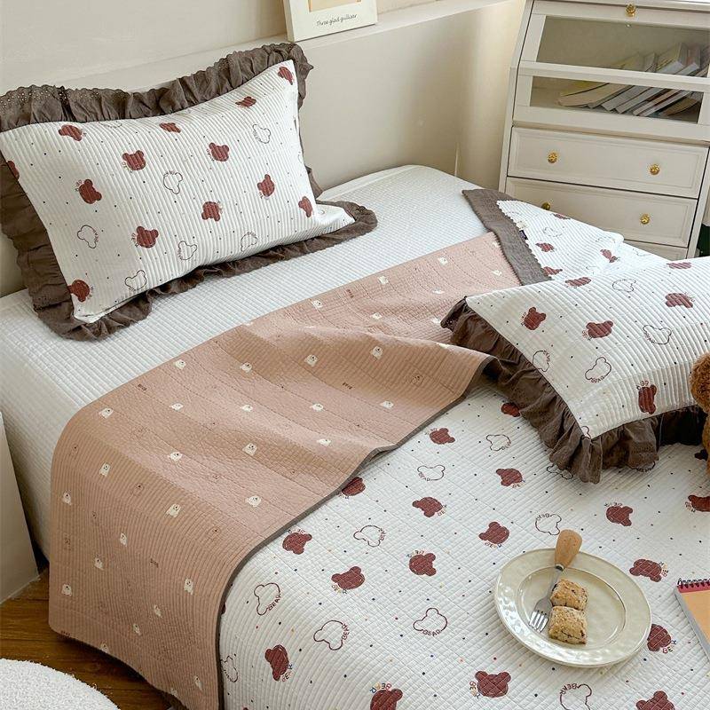 双面纯棉床米盖单WRN件全盖三件套绗缝夹棉榻榻专用床炕棉单四季