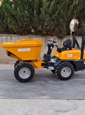 建筑工型地翻车厂家小型692四轮车自装自卸HT130座驾式工斗程翻斗