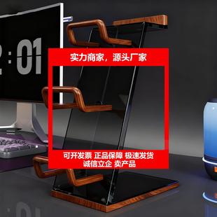 新款实木游戏手柄耳机支架电脑桌多功能收纳层架桌面摆件展示架耳