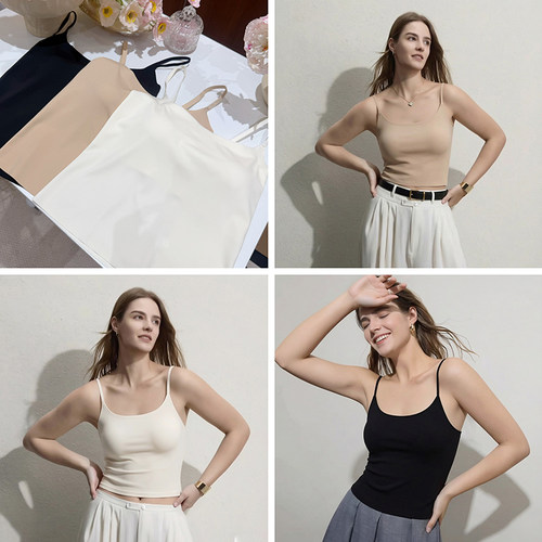 【89元2个 ABC杯  0.7cm薄杯】奶皮子自带胸垫  吊带背心20255