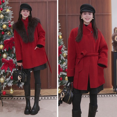 绝美！！波尔多酒红 骆驼绒高定大衣【NO退NO换】122599  1226