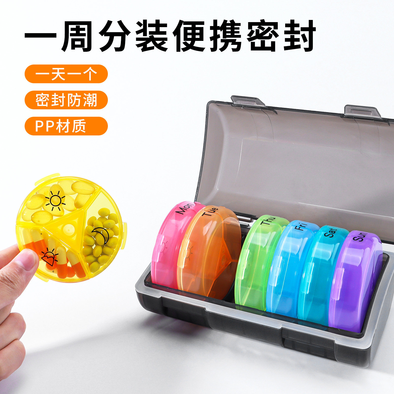 一周7天每日三次21格圆形药盒